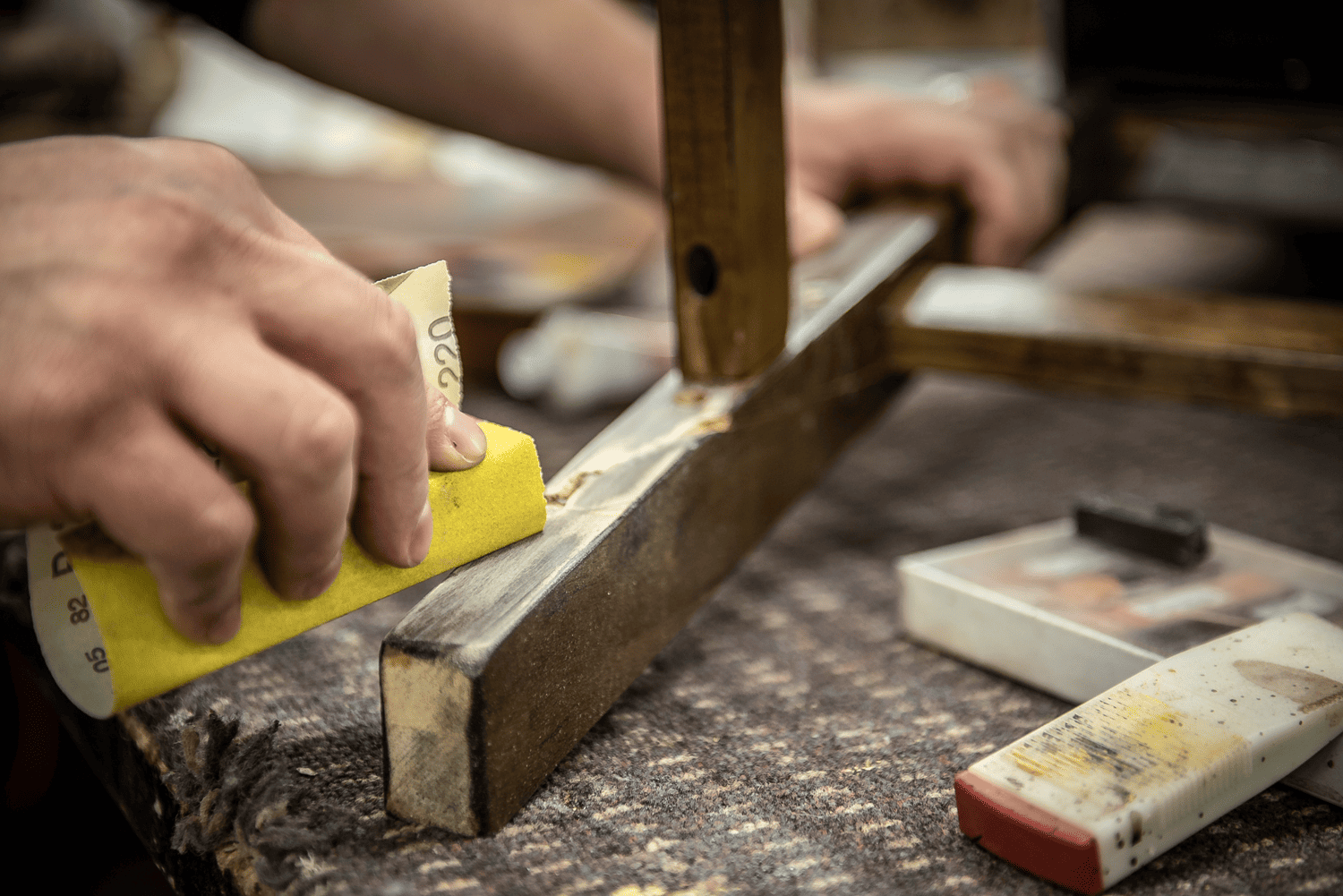 Refinishing a chair leg: furniture refinishing services in Denver, Colorado